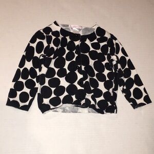 Janie And Jack Black And White Cotton Baby Girl Cardigan Sweater